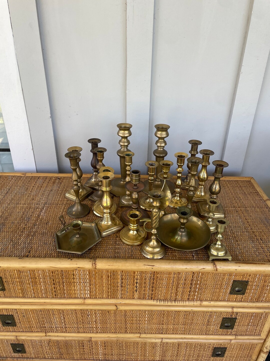23 Brass Candlesticks Set, Brass Candle Stick Bundle, Wedding