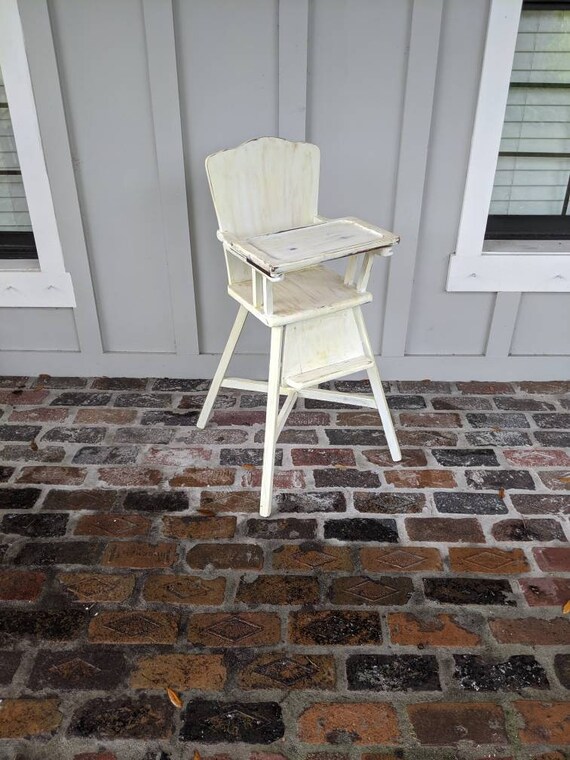 White High Chair Wooden Highchair Vintage Highchair Kids Etsy