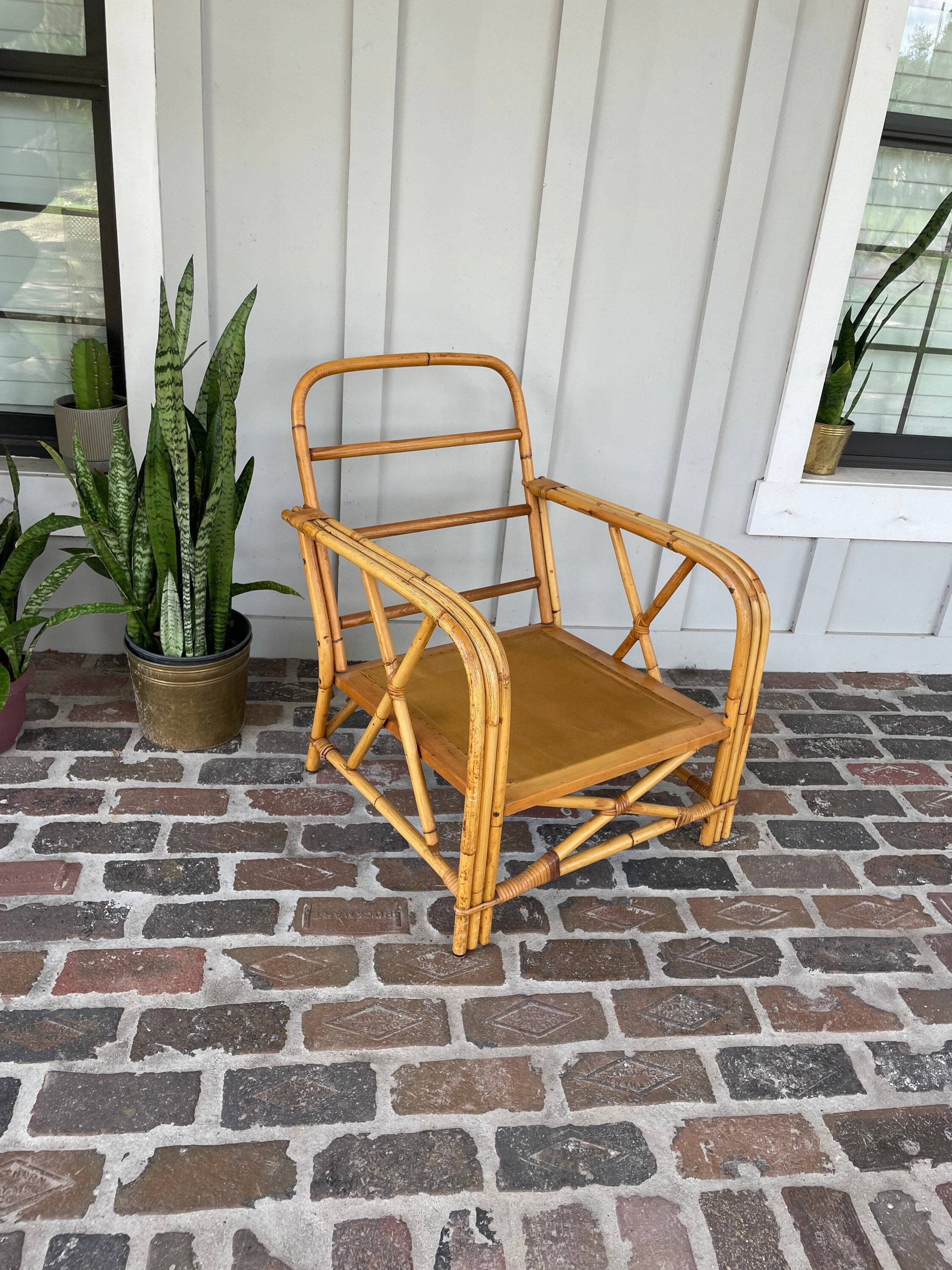 Vintage Ficks Reed Bamboo Lounge Chair Rattan Lounge Chair