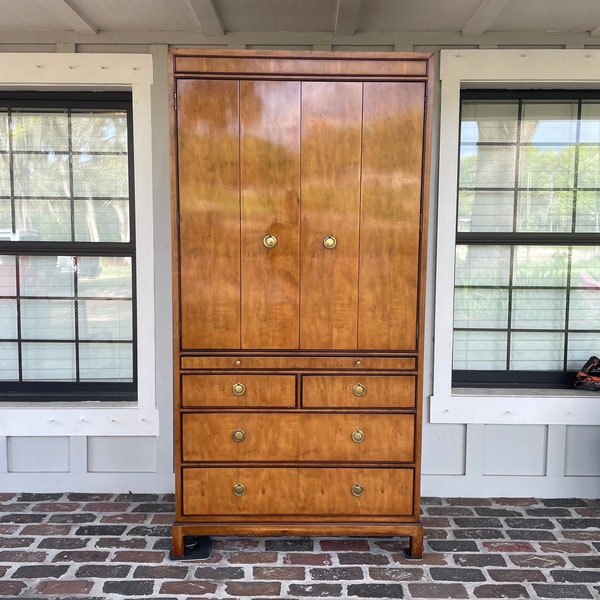 Vintage Burl Wood Armoire by Drexel, Modern Drexel Heritage Armoire, Burl Wood Buffet, Hollywood Regency Cabinet, Coastal Chic Buffet