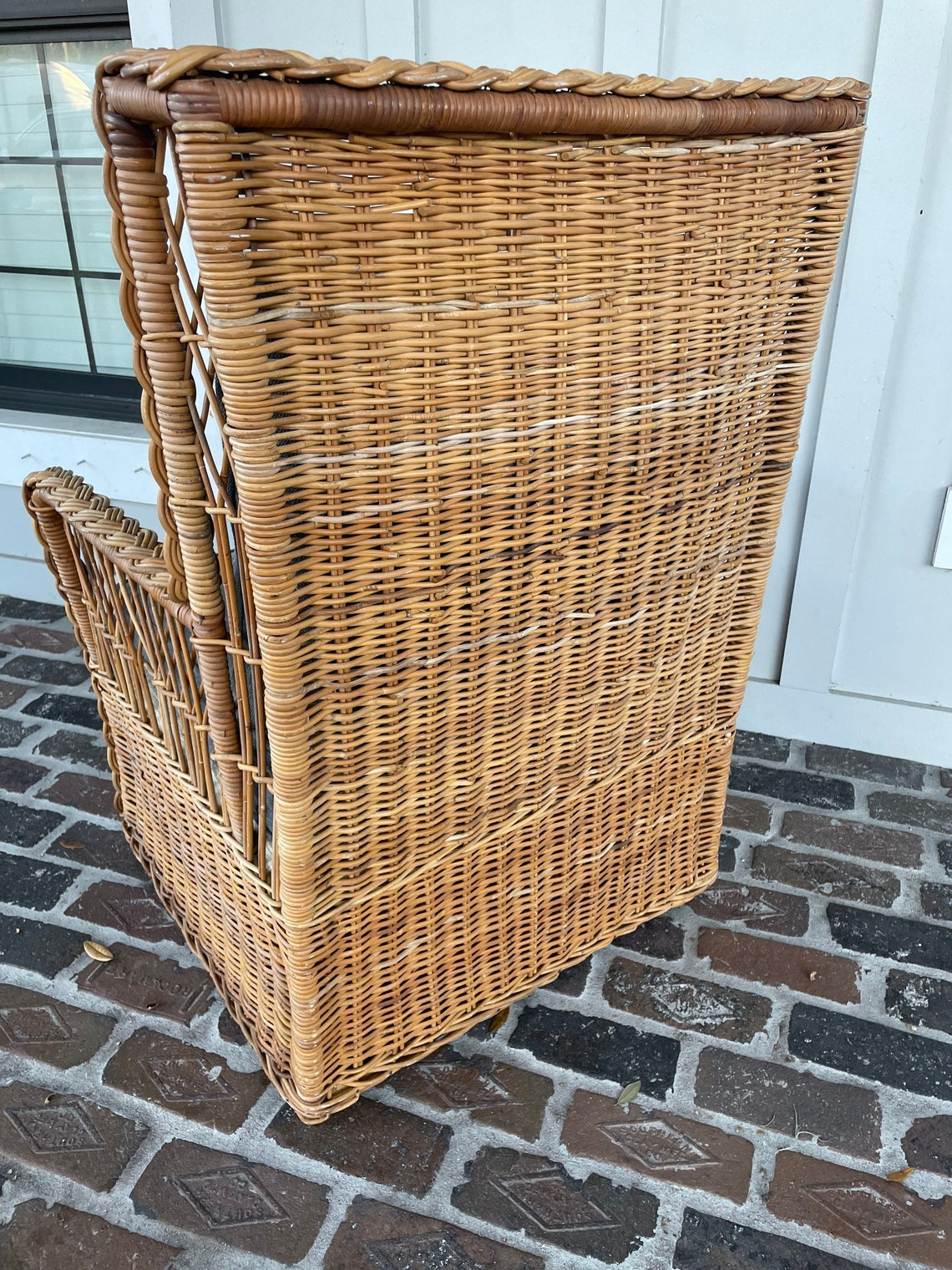 Vintage Large Wicker Chair High Back Rattan Chair Bamboo Etsy