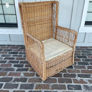 Vintage Large Wicker Chair High Back Rattan Chair Bamboo - Etsy