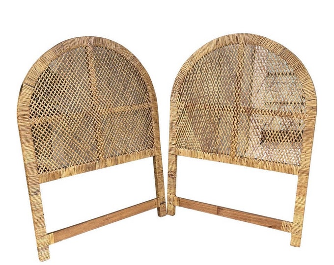 Vintage Arch Twin Headboards, Coastal Head Board, Wicker Headboard