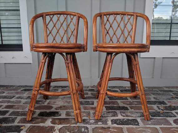 Swivel Rattan Stools, Boho Barstools, Rattan Bar stools, Coastal stools, patio chairs, Mid century stools, Wicker, Vintage Stool, Beach Chic Swivel Rattan Stools, Boho Barstools, Rattan Bar stools, Coastal stools, patio chairs, Mid century stools, Wicker, Vintage Stool, Beach Chic