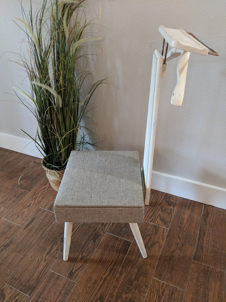 Vanity Valet Vintage Chair Sewing Bathroom Chair Makeup Chair Seat Compartment Mid Century Modern Chair Entry Chair Corner Chair