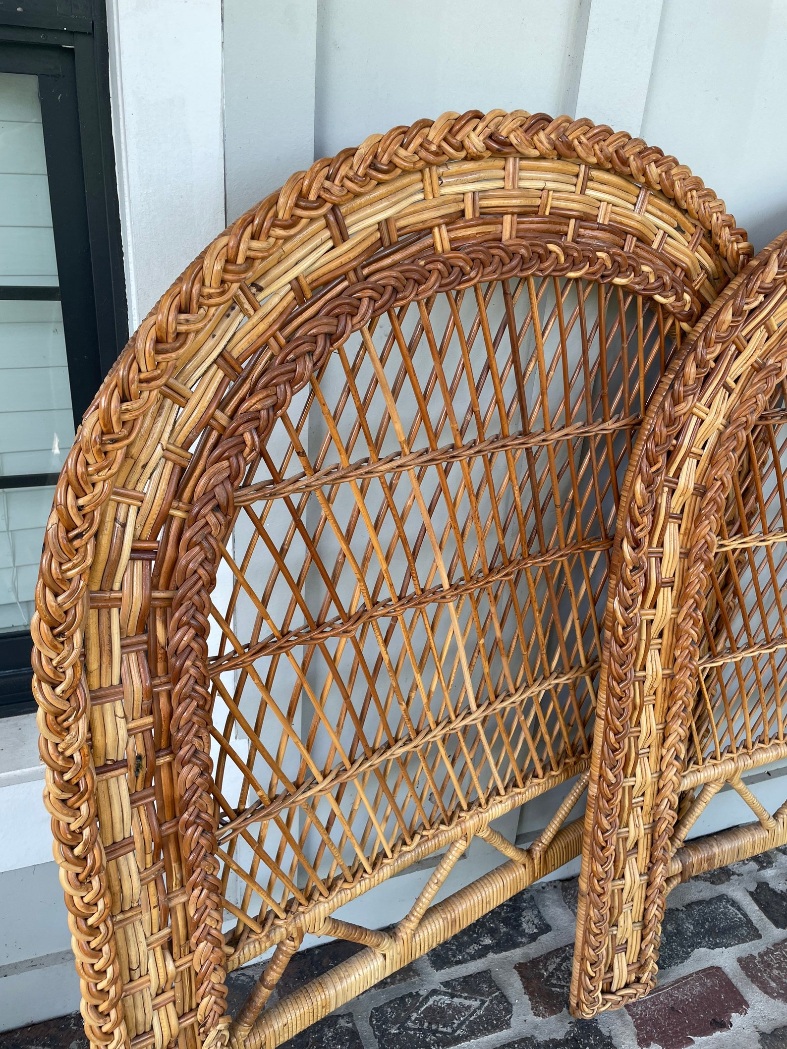 Vintage wicker twin headboards Wicker headboard Coastal head Etsy