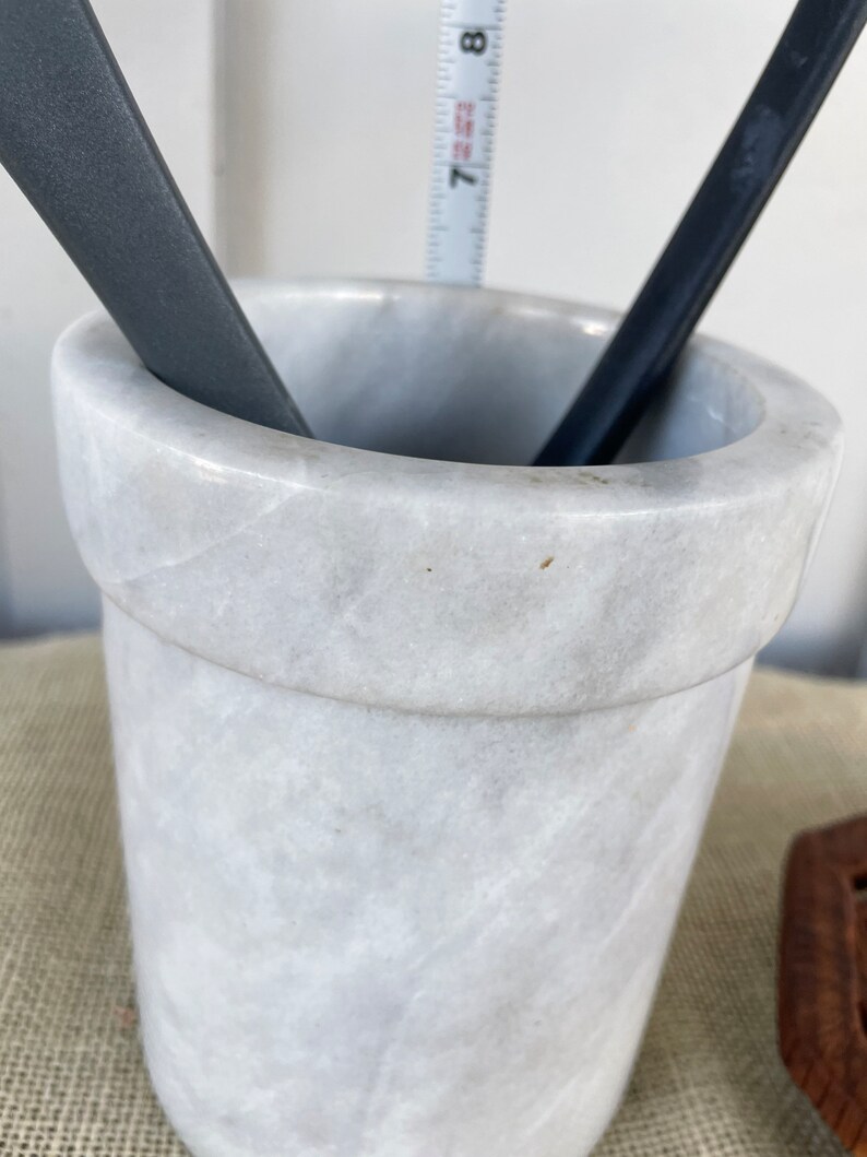 Vintage Marble Utensil Holder Marble Utensil Crock Carrara Etsy