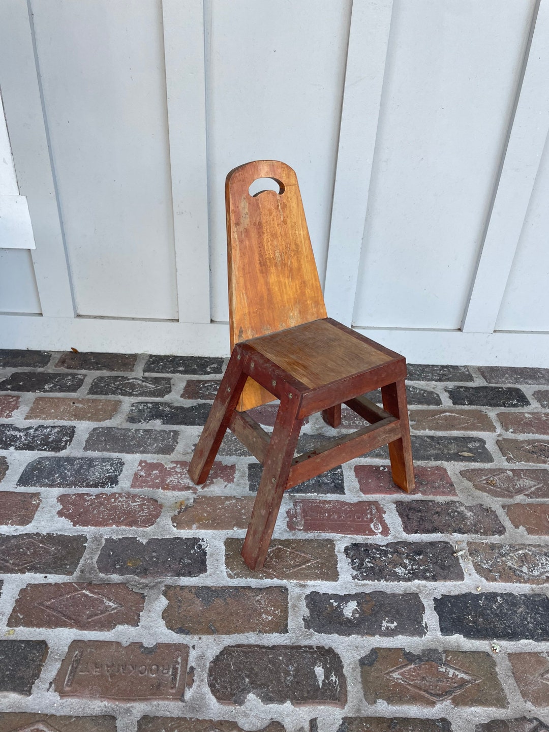 Vintage Solid Wood Kids Chair, Art Deco Kid Chair, Vintage Chair for