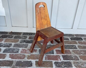 Vintage solid wood kids chair, Art deco kid chair, Vintage chair for kid, Child’s wooden chair, Natural home furniture, Baby shower gift