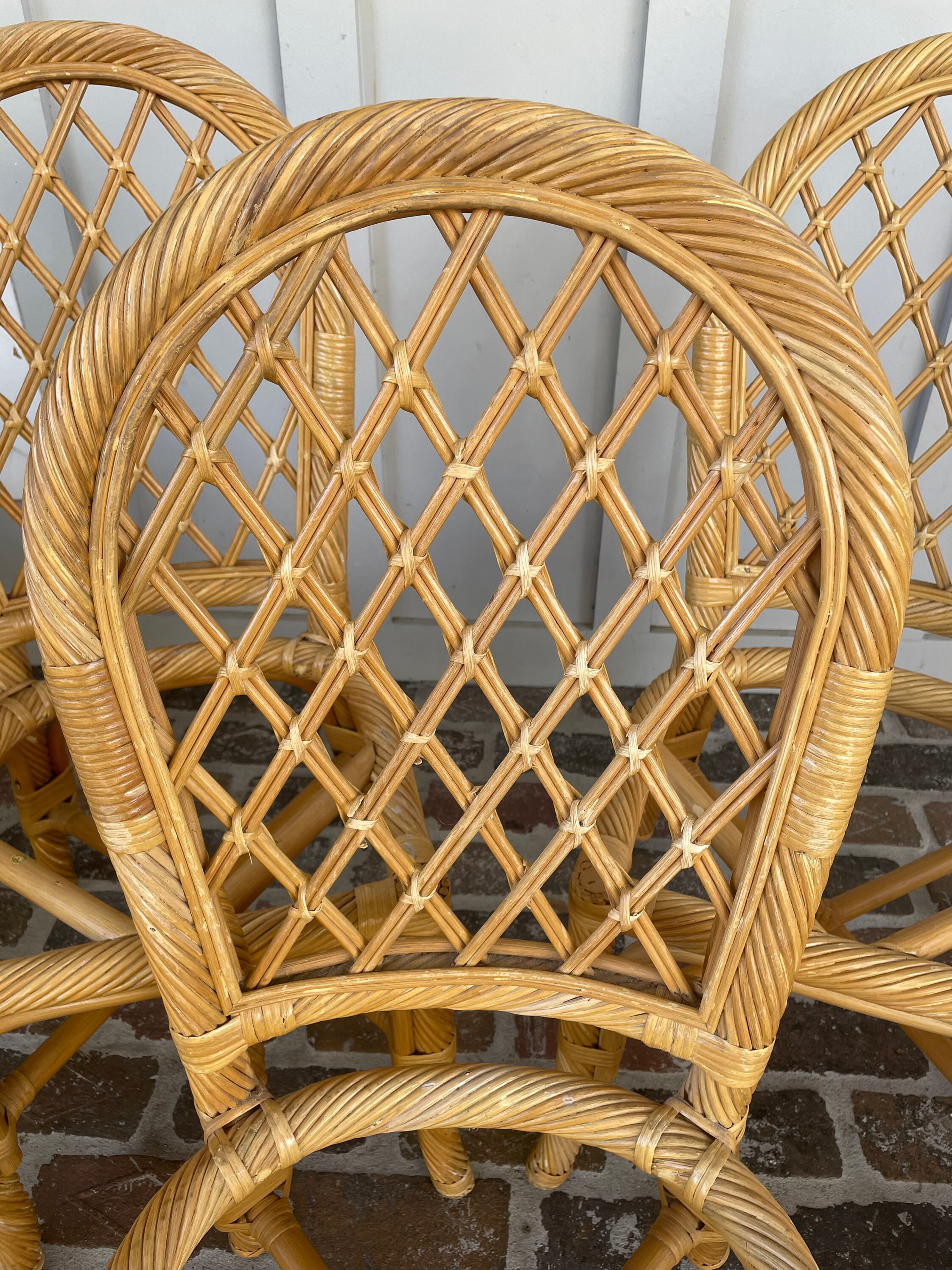 Vintage bamboo chairs Wicker chairs Rattan chairs Coastal Etsy