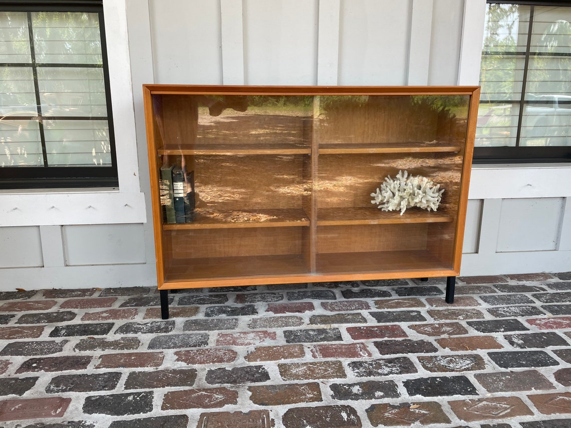 RESERVED GREGG Teak bookshelf MCM MIdcentury glass Etsy