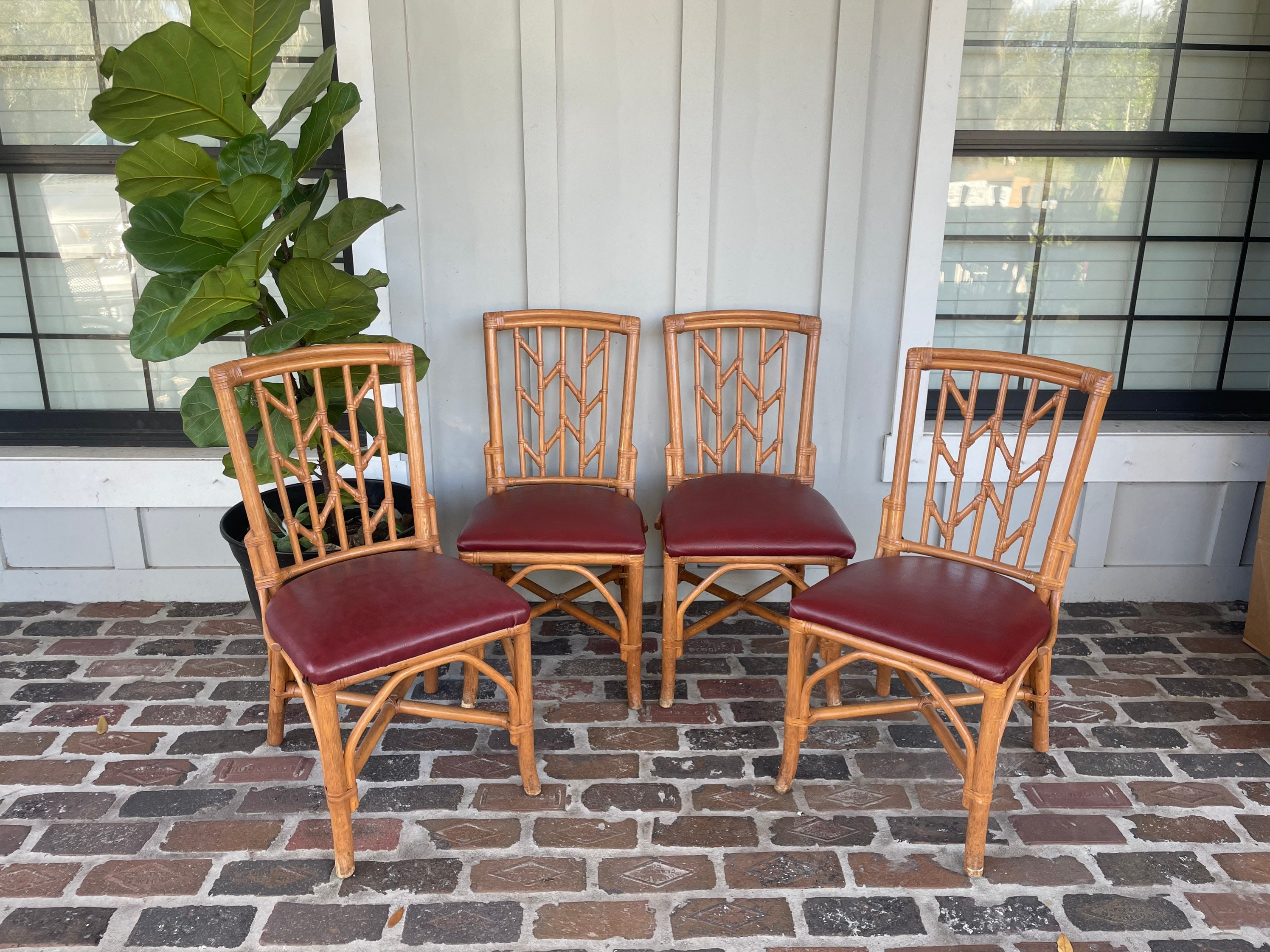 Vintage Rattan Dining Chairs Bamboo Style Dining Chairs Etsy