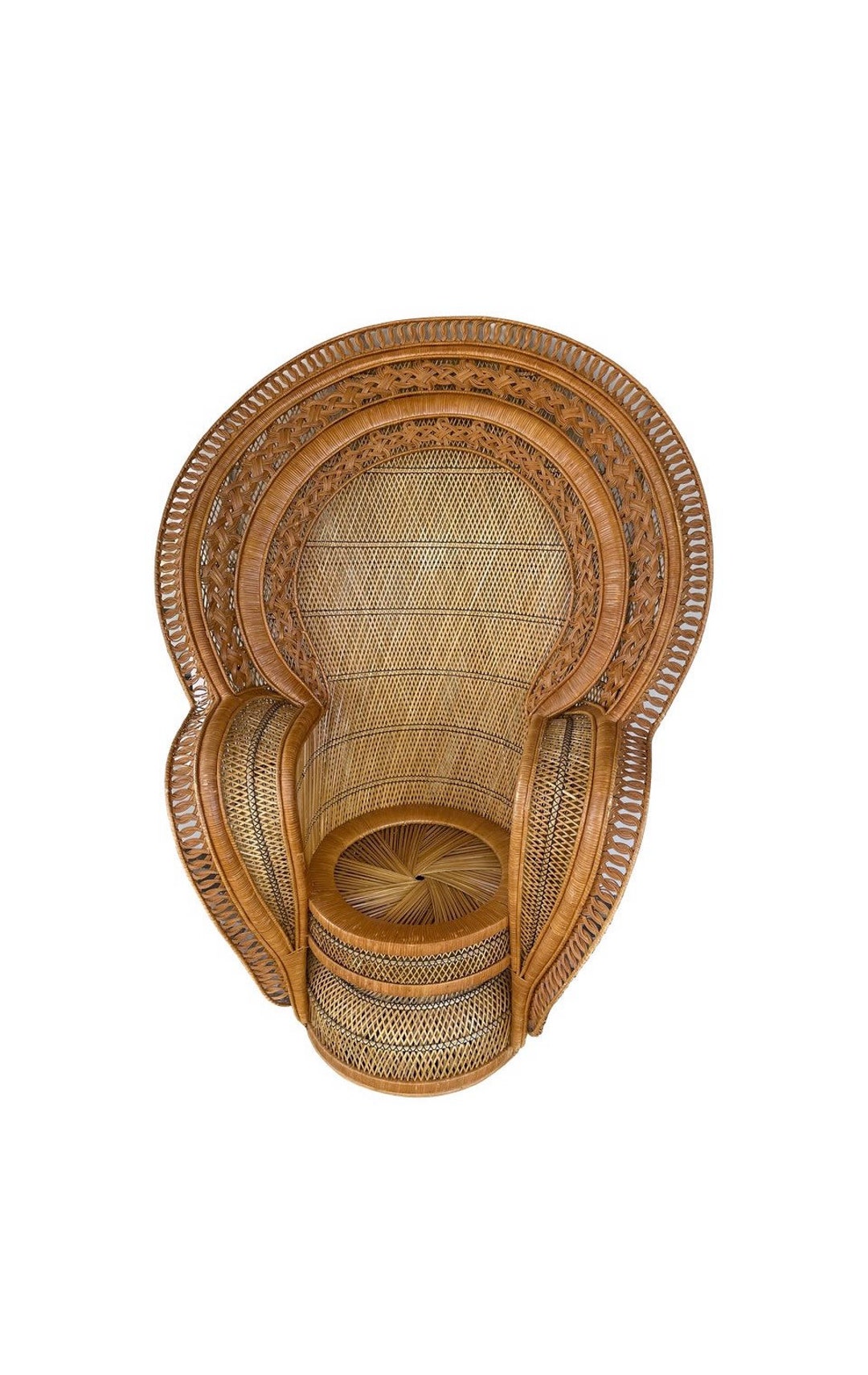 Vintage Cobra Peacock Chair, Vintage Peacock Chair, Rattan Fan Back