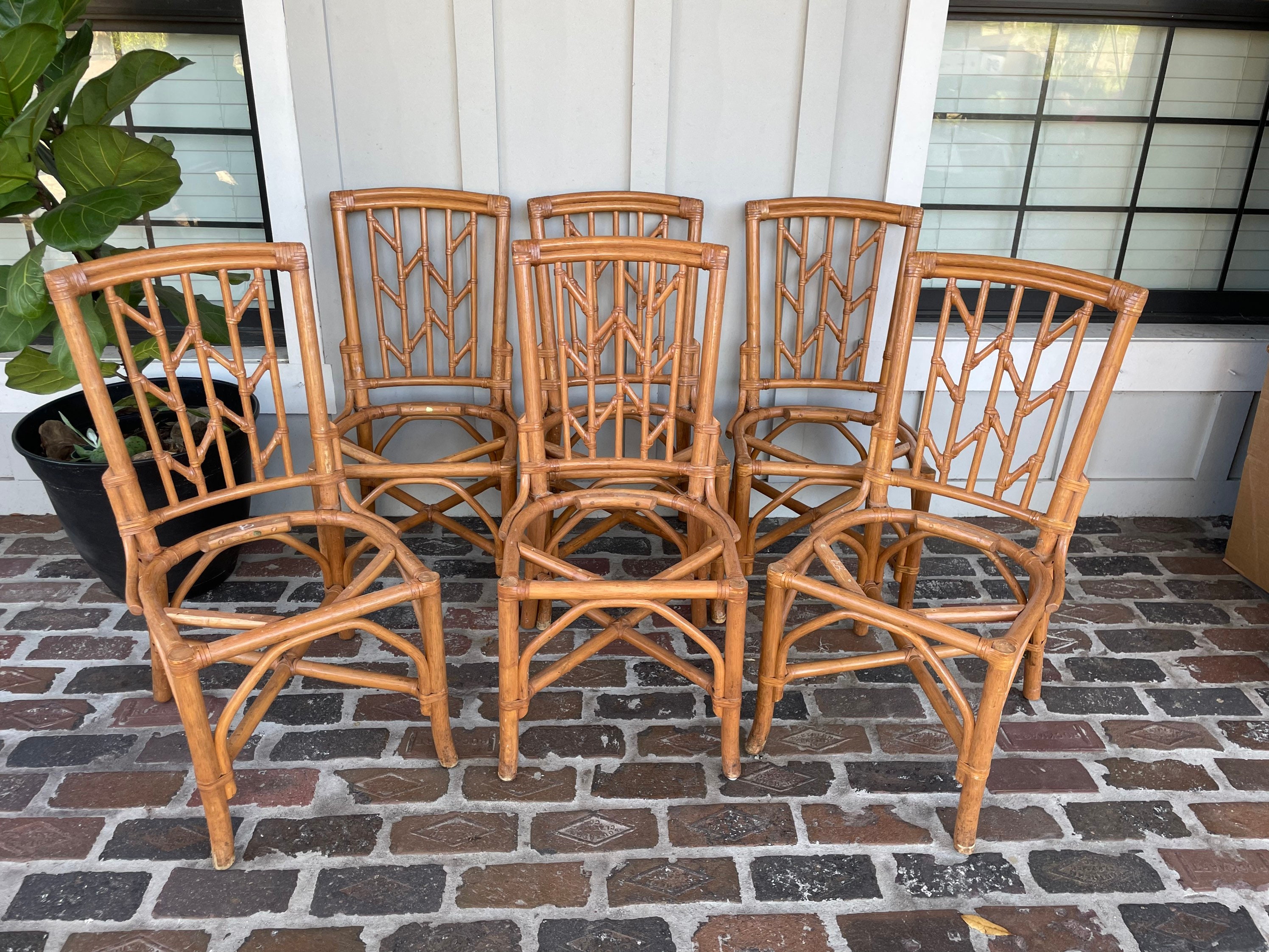 Vintage Rattan Dining Chairs Bamboo Style Dining Chairs Etsy