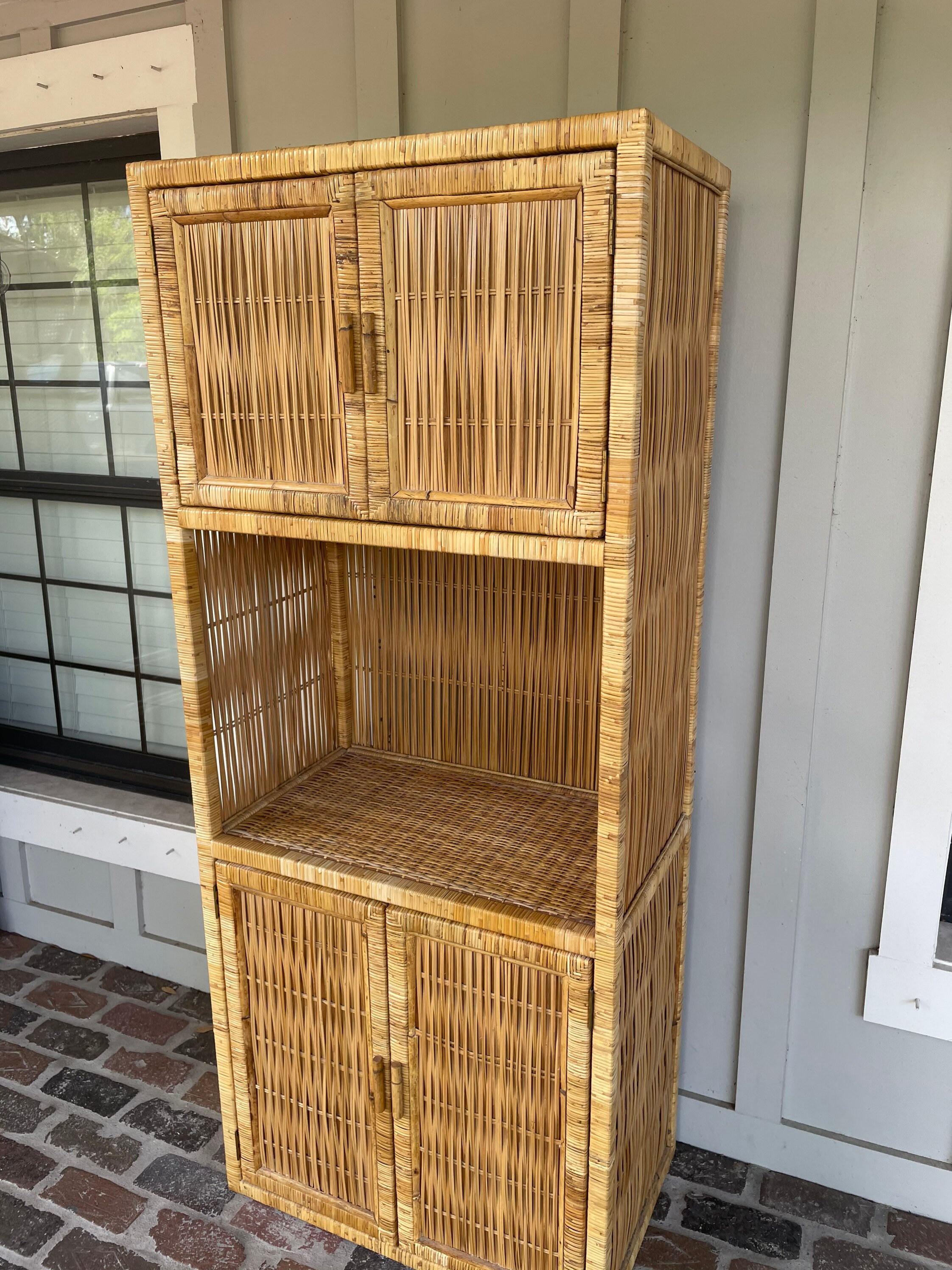 Vintage wicker Vintage rattan shelf Large wicker Etsy