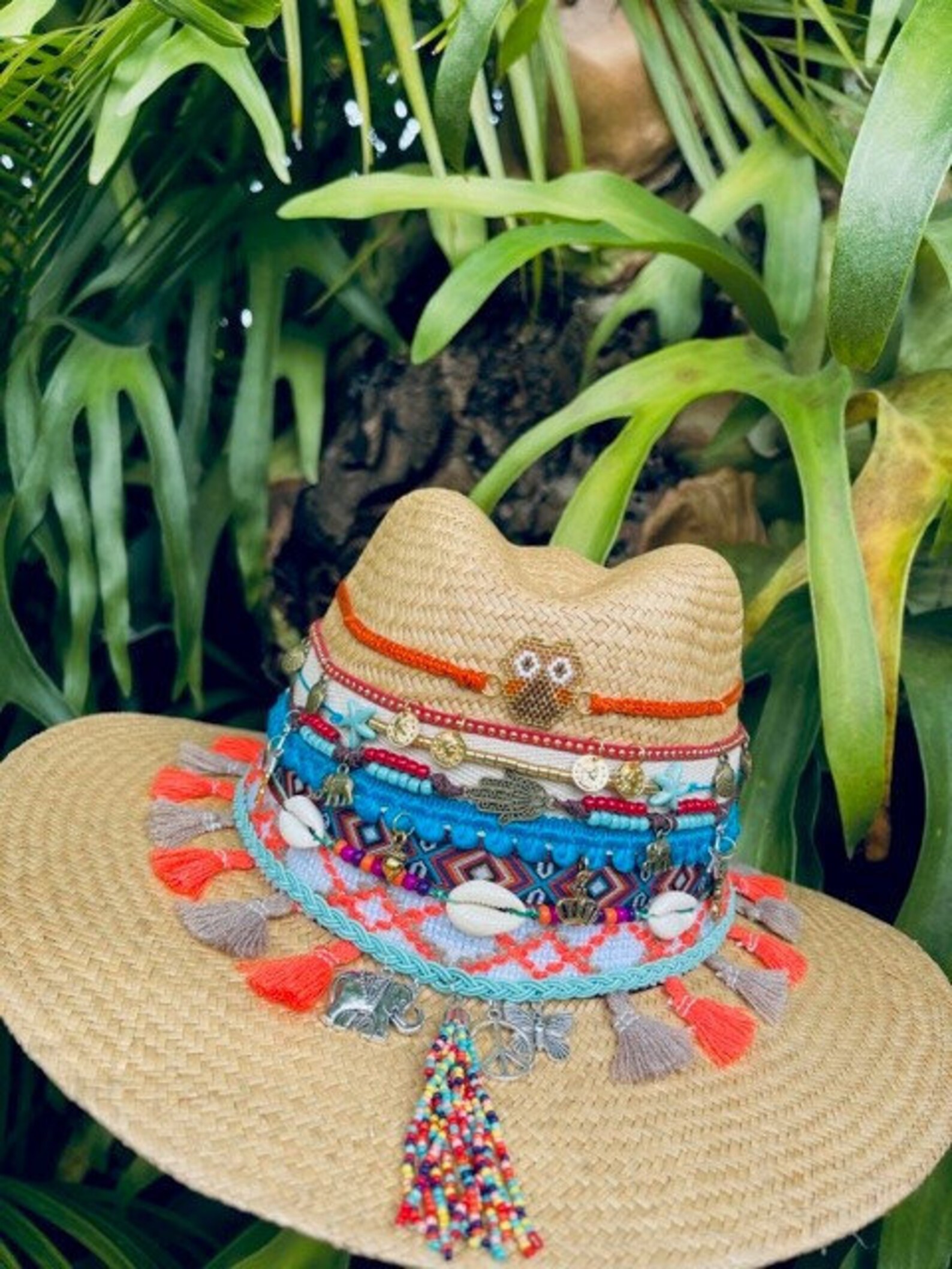 Unique handmade decorated straw hat Colombian handmade hat Etsy