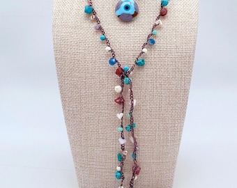 Boho Wrap Necklace, Long Layered Statement Jewelry