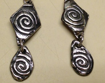 Fine Silver, Hand Made Original Drop Earrings, each individually created. With Sterling Silver Ear Wires.