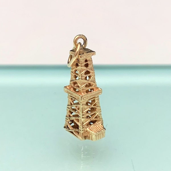 Vintage 14k Yellow Gold Oil Rig Souvenir Charm/Pendant