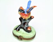 Retired Bird on Branch Limoges Trinket Box by Chamart - RARE