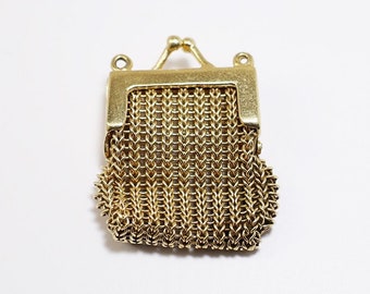 Vintage 14k Gold Articulated Mesh Purse/Handbag Charm/Pendant