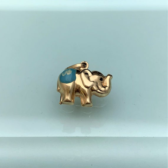 Vintage 14k Yellow Gold and Enamel Baby Elephant Charm pendant