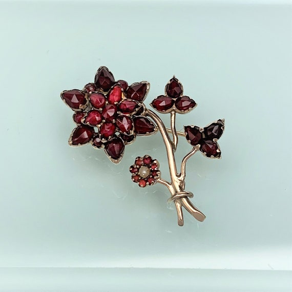 Victorian/Edwardian Era 10k Yellow Gold, Garnet &… - image 1