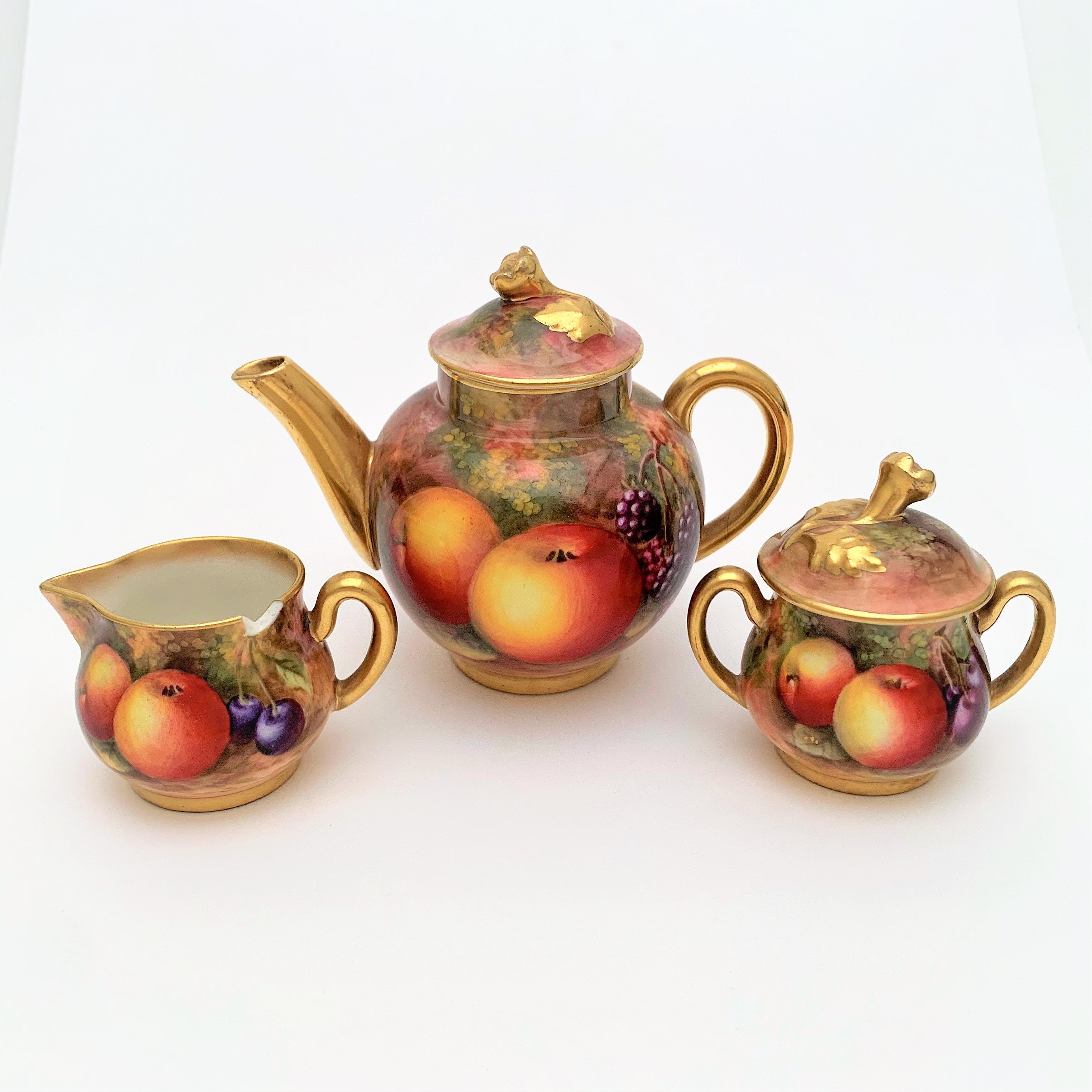 Ca. 1940 Royal Worcester Bone China Miniature 'orchard' Teapot