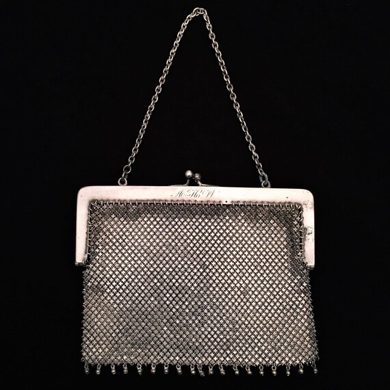 antique silver purse with chain