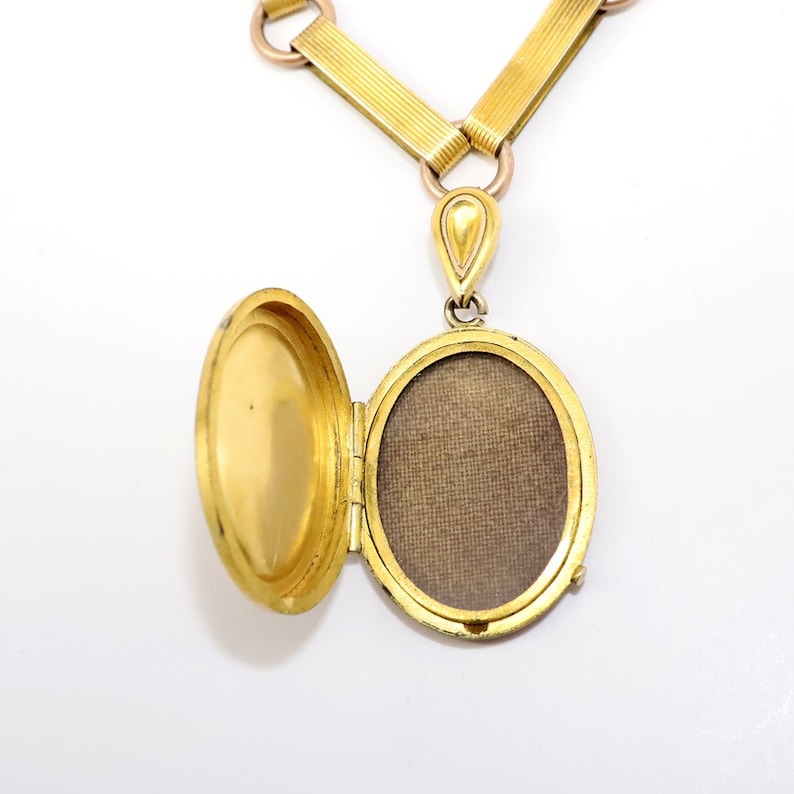 Cloth Locket Antique Victorian Era Gold Filled Memento Mori Locket Necklace With ...
