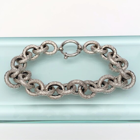 Vintage 14k White Gold Chain Bracelet With Textured Links - Etsy