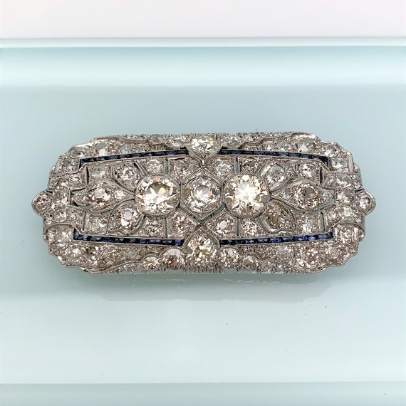 Vintage Art Deco Era Diamond & Platinum Bar Brooc… - image 2