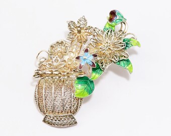 Antique Chinese Export Gilt Silver, Turquoise & Enamel