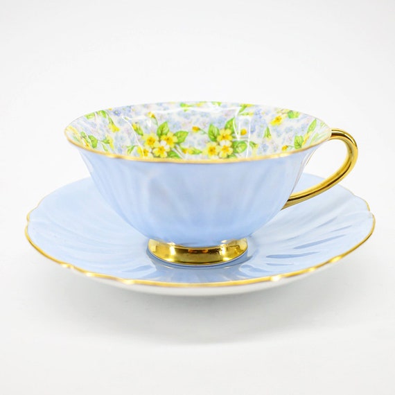 Vintage Shelley Bone China 'primrose Chintz' Tea Cup & Saucer in