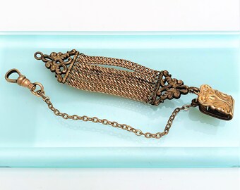 Victorian Era Signed Austin & Stone Etched Gold Filled Pocket Watch Fob