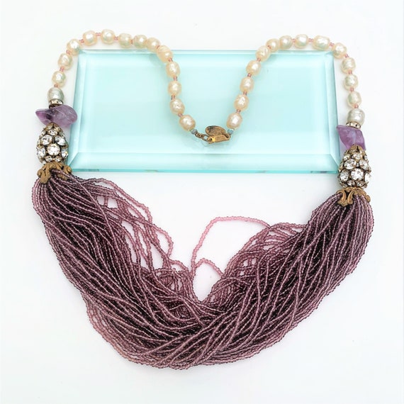 Stunning 1950's Miriam Haskell Multi-Strand Neckl… - image 2