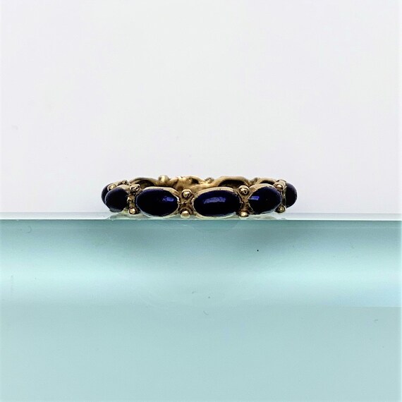 Vintage 14k Yellow Gold & Cobalt Blue Enamel Ring… - image 2