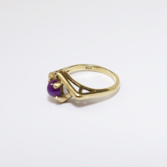 Vintage 10k Gold & Star Ruby Cabochon Ring - image 3