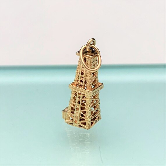 Vintage 14k Yellow Gold Oil Rig Souvenir Charm/Pe… - image 2