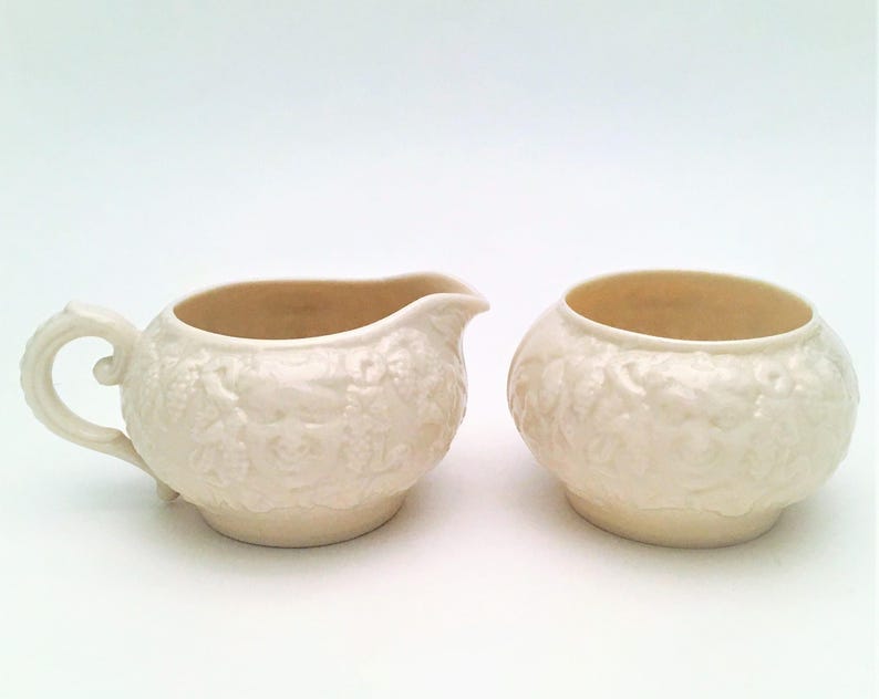 Vintage Belleek Irish Porcelain Creamer & Sugar Bowl in the Etsy
