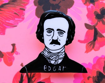 Edgar Allan Poe Image Brooch-FREE SHIPPING-