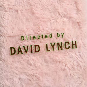 May include: A close-up of a pink, fluffy, textured surface. The text "Directed by DAVID LYNCH" is displayed in green and brown lettering. The image has a soft, inviting aesthetic.