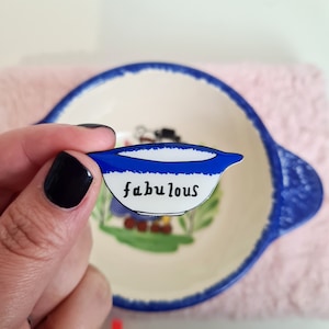 Broche personalizado "Bol Breton" - Broche de tigela tradicional da Grã-Bretanha personalizado - Presente