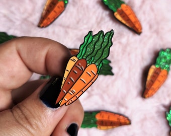 Soft Enamel Pin CARROTS - Carrots with Glitter Pin - Gift - Vegetable - Food Lover Gift - Gift