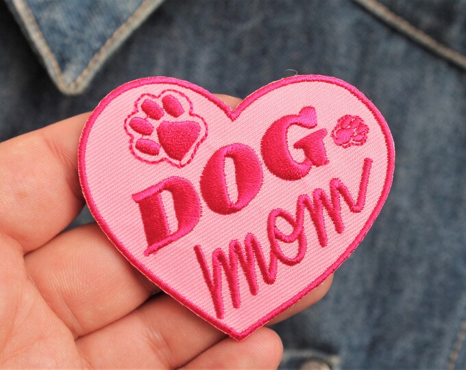Iron on Embroidered Patch DOG MOM Dog Lover Patch Dog Etsy