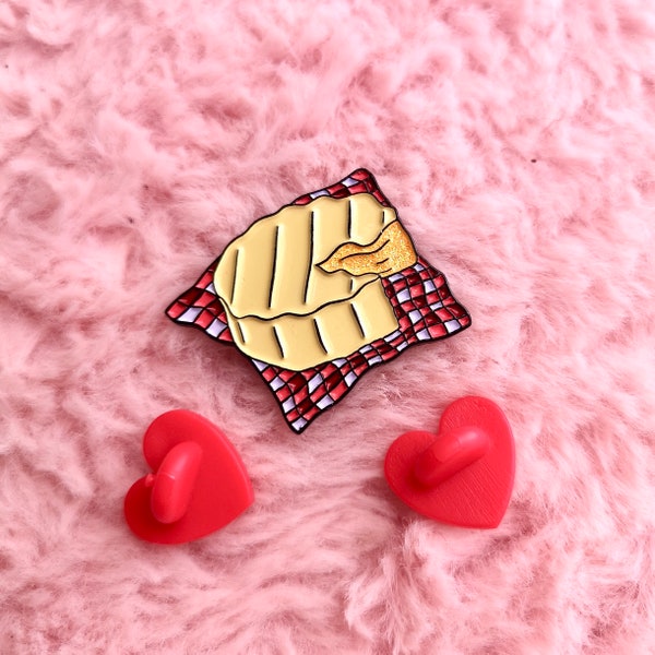 Glittery Camembert Enamel Pin - Cheese Lover Gift