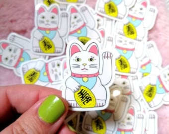 Vinyl Lucky Cat Sticker – Cute Waterproof Laptop Decal