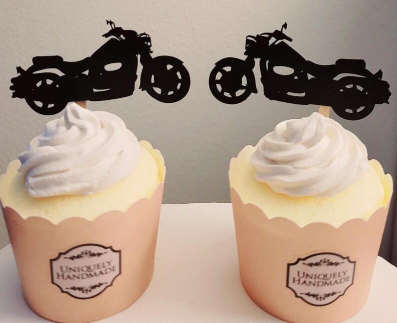 Motorcycle Cupcake Topper, Motorcycle Birthday Decoration, Motorcycle