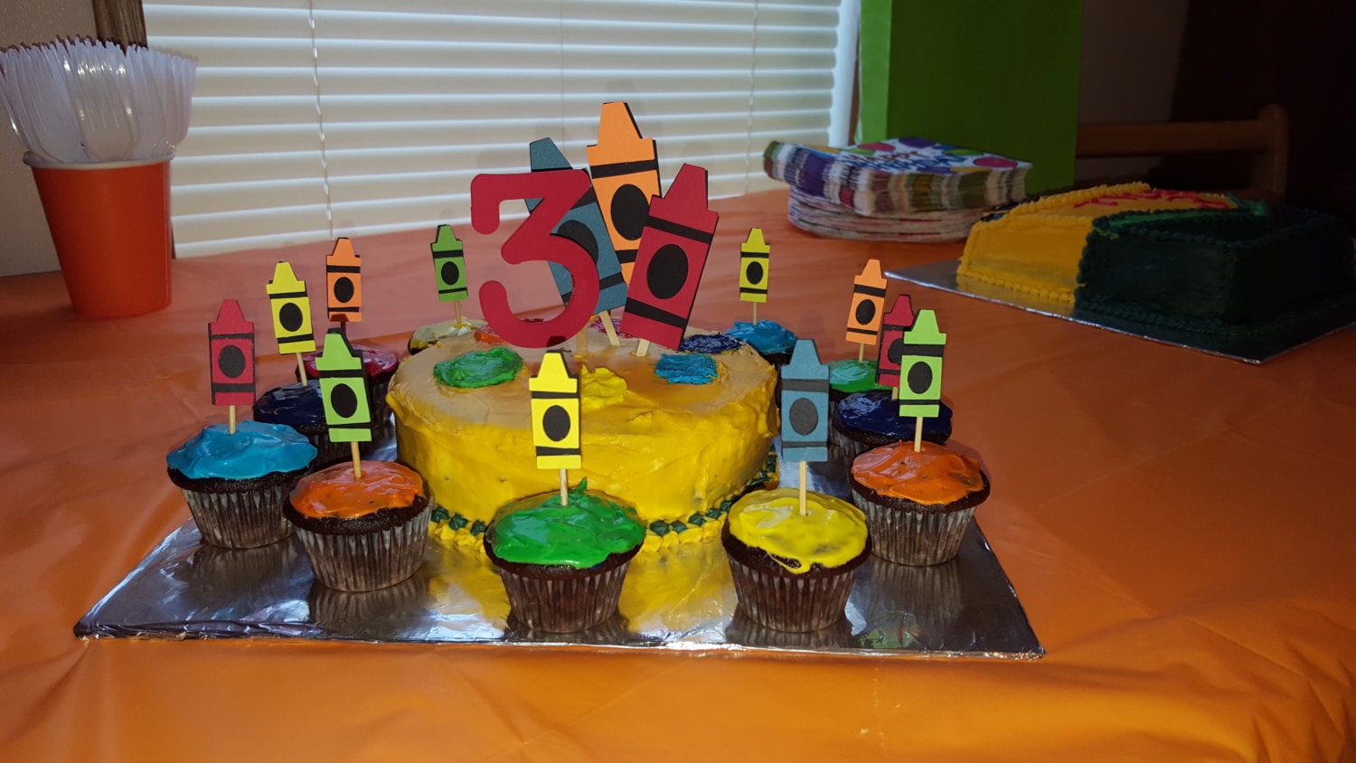 Crayon Cake &amp; Cupcake Toppers Birthday Party Back to School - Etsy