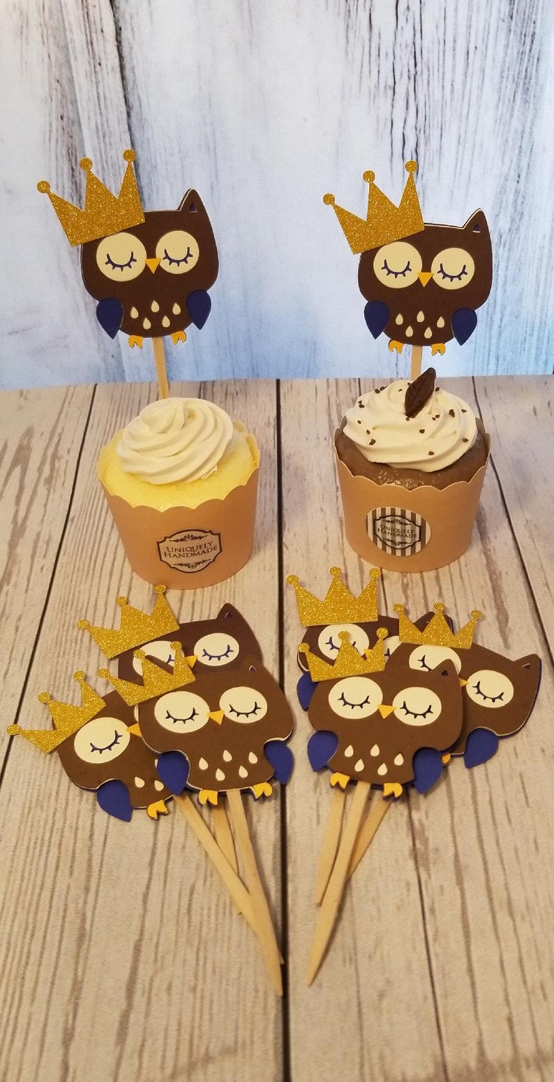 Owl Cupcake Topper Owl Baby Shower Owl Birthday Toppers Owl Etsy